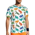 thumbnail image 1 of Wukai Colorful Dinosaur Print Men's Short-Sleeved Mesh T-Shirt,Quick-Dry Short Sleeve Workout T-Shirt-6X-Large, 1 of 8