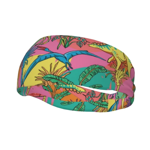 Wukai Colorful Dinosaur Sports sweatband,Men & Women Sweatband Headband for Running, Cross Training, Racquetball, Working Out