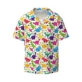 thumbnail image 1 of Wukai Colorful Dinosaurs Men's Casual Short-Sleeve Button Down Shirt - Lightweight Summer Dress Shirt for Daily Wear-X-Large, 1 of 7
