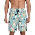 thumbnail image 1 of Wukai Colorful Dog Men’s Short Pajama Pants With Pockets Soft Sleep Pj Shorts for Men-Large, 1 of 6