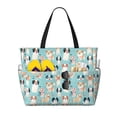 thumbnail image 1 of Wukai Colorful Dog Print Zipper Bag,large Beach Tote Bag,Waterproof Sandproof Bag,Grocery and Picnic Tote Travel Bag, 1 of 5