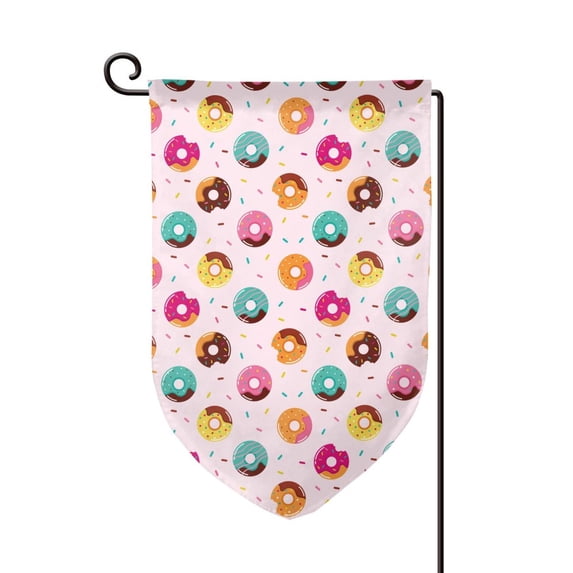 Wukai Colorful Donuts Print Garden Flag 12.5x18 Inch Double Sided Sun-resistant Rain-resistant, Wrinkle-resistant Colorfast(Only Flag)