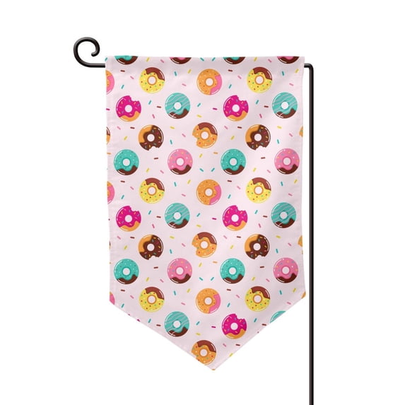 Wukai Colorful Donuts Print Garden Flag 12.5x18 Inch Double Sided Sun-resistant Rain-resistant, Wrinkle-resistant Colorfast(Only Flag)