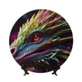 thumbnail image 1 of Wukai Colorful Dragon Head Profile Print Decorative Plate for Display,Bone China Decorative Plate, Ceramic Dinner Plate with Stand, Vertical Ceramic Plate-6in, 1 of 6