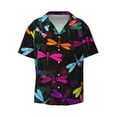 thumbnail image 1 of Wukai Colorful Dragonflies Men's Casual Short-Sleeve Button Down Shirt - Lightweight Summer Dress Shirt for Daily Wear-3X-Large, 1 of 7