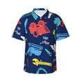 thumbnail image 1 of Wukai Colorful Excavator Men's Hawaiian Shirt Short Sleeve Casual Button Down Summer Beach Aloha Shirt Tropical Print Holiday Party, 1 of 8