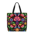 thumbnail image 1 of Wukai Colorful Floral Embroidery Mexican Print Reusable Grocery Bag Shopping Bags with Zipper Shoulder Shopping Handle Bag Suitable for Outdoor Convenient Daily Bag, 1 of 1