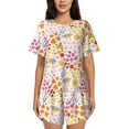 thumbnail image 1 of "Wukai Colorful Floral Women's Pajama Set - Short-Sleeve Top and Shorts with Elastic Waistband and Pockets for Loungewear, Yoga, and Casual Wear-3X-Large, 1 of 8
