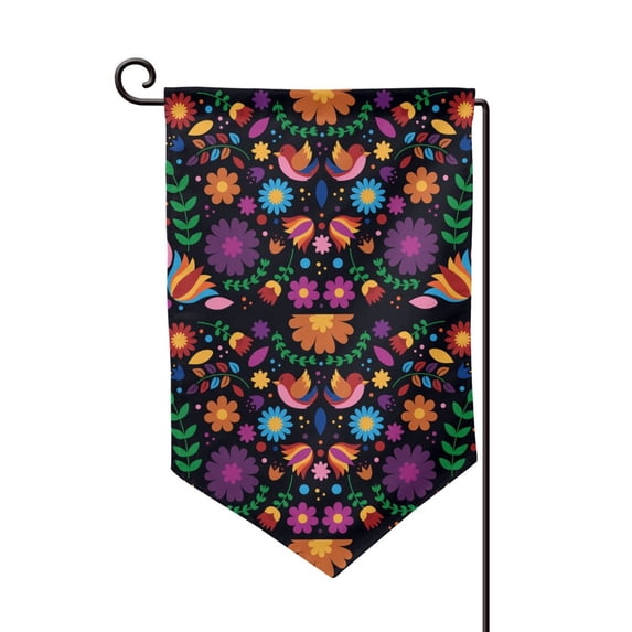 Wukai Colorful Floral2 Print Garden Flag 12.5x18 Inch Double Sided Sun-resistant Rain-resistant, Wrinkle-resistant Colorfast(Only Flag)