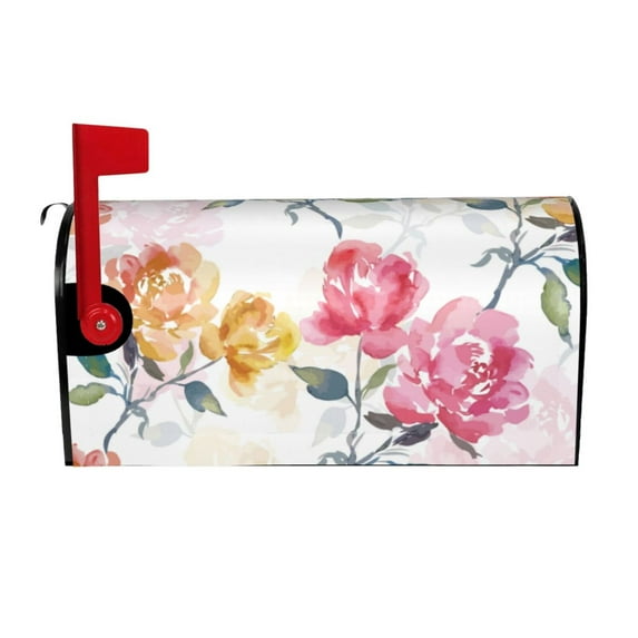 Wukai Colorful Flowers Mailbox Covers for Garden Outdoor Decor,Waterproof Post Box Cover 21x18 in& 25.5x21 in-25.5x21 in