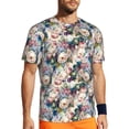 thumbnail image 1 of Wukai Colorful Flowers Print Men's Short-Sleeved Mesh T-Shirt,Quick-Dry Short Sleeve Workout T-Shirt-3X-Large, 1 of 8