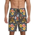thumbnail image 1 of Wukai Colorful Flowers with Butterfly Men’s Short Pajama Pants With Pockets Soft Sleep Pj Shorts for Men-Large, 1 of 6