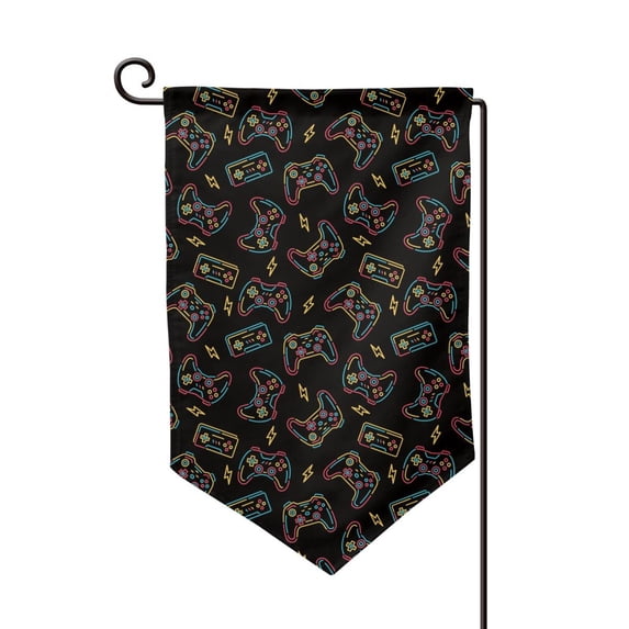 Wukai Colorful Game Controller Print Garden Flag 12.5x18 Inch Double Sided Sun-resistant Rain-resistant, Wrinkle-resistant Colorfast(Only Flag)