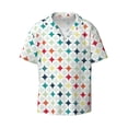 thumbnail image 1 of Wukai Colorful Geometric Men's Casual Short-Sleeve Button Down Shirt - Lightweight Summer Dress Shirt for Daily Wear-Small, 1 of 7