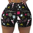 thumbnail image 1 of Wukai Colorful Geometry Print Pack Biker Shorts for Women Yoga Workout Gym Running Scrunch Active Shorts-Large, 1 of 8