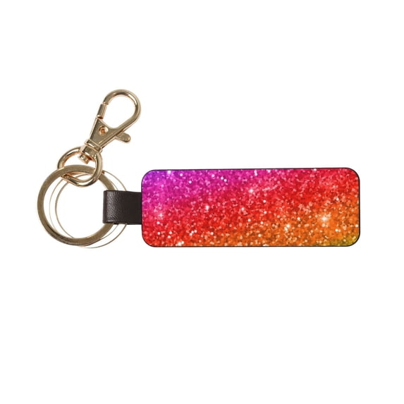 Wukai Colorful Glitter Print Leather Car Keychain, Universal Key Fob Keychain, Leather Key Chain Holder for Men and Women,360 Degree Rotatable
