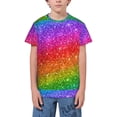 thumbnail image 1 of Wukai Colorful Glitter Youth Unisex Short Sleeve T-Shirt for Boys, Girls, Teens, and Kids-Large, 1 of 7
