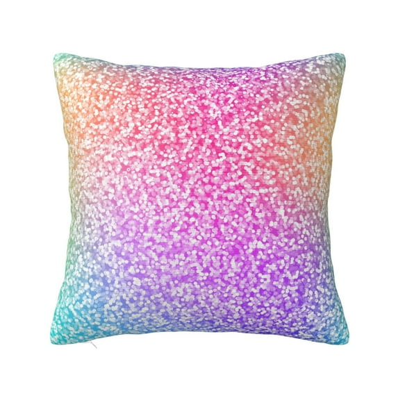 Wukai Colorful Glitters Premium Polyester Fleece Pillow Covers with Hidden Zipper Closure,Luxuriously Soft and Durable-16"x16"