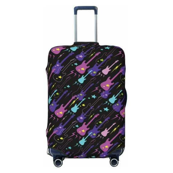 Wukai Colorful Guitar Elastic Luggage Cover: Personalized Protection for Your Suitcase - Fits 19~29-inch, Washable & Durable Travel Companion-Large