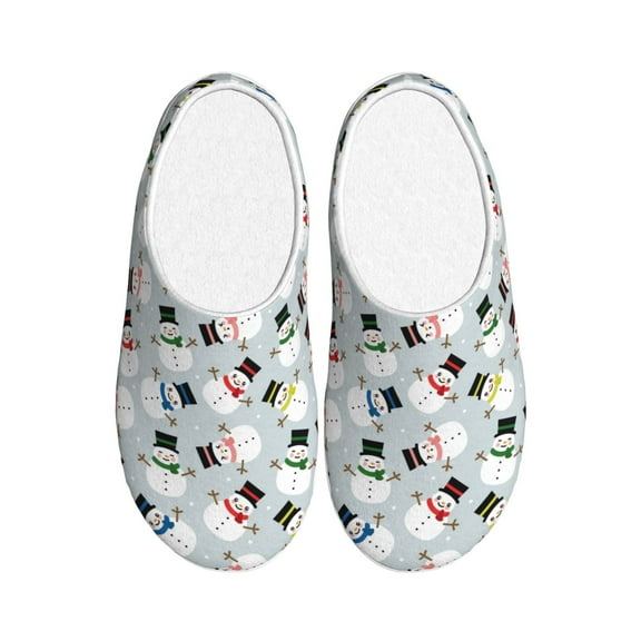 Wukai Colorful Hat Snowman Print Women's Indoor Bedroom Slipper Slip On Shoes, Unisex House Shoes with Anti-Skid Sole for Men, Gift for Women Men-35/36