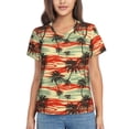 thumbnail image 1 of Wukai Colorful Hawaii Palms Classic V-Neck T-Shirt for Women: Comfortable, Stylish, and Versatile Wardrobe Essential-XX-Large, 1 of 1