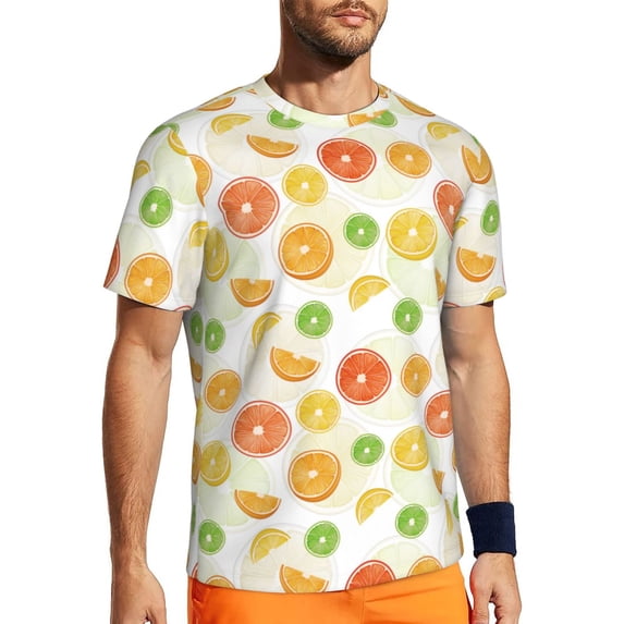 Wukai Colorful Lemons Print Men's Short-Sleeved Mesh T-Shirt,Quick-Dry Short Sleeve Workout T-Shirt-XX-Large