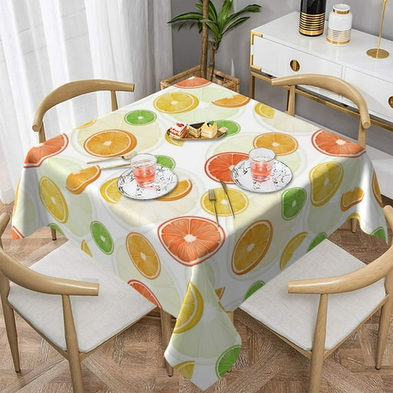 Wukai Colorful Lemons Waterproof Tablecloth for Kitchen Dining, Fits Square Tables for 2-4 Seats -60"x60"