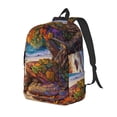 thumbnail image 1 of Wukai Colorful Maple Leaf Beach Turtle Durable Canvas Laptop Backpack,Adjustable Shoulder Straps,Water-Resistant,Large Capacity,Stylish Design, Fits 15-17in Laptops,Unisex for School,Office,Travel-Medium, 1 of 5