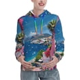 thumbnail image 1 of Wukai Colorful Mediterranean Village Print Womens Hoodies Fleece Sweatshirts Long Sleeve Sweaters Pullover Fall Outfits Winter Clothes-X-Large, 1 of 7