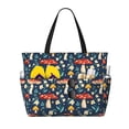 thumbnail image 1 of Wukai Colorful Mushrooms Print Zipper Bag,large Beach Tote Bag,Waterproof Sandproof Bag,Grocery and Picnic Tote Travel Bag, 1 of 5