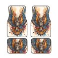 thumbnail image 1 of Wukai Colorful Owl Tattoo Art Print Car Foot Mat Set of 4 Pieces, Anti-Slip Neoprene Auto Floor Mats Carpet, Universal Fit Automotive Floor Foot Mats Set for SUV, Van, Trucks, 1 of 6