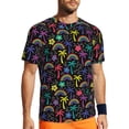 thumbnail image 1 of Wukai Colorful Palms Print Men's Short-Sleeved Mesh T-Shirt,Quick-Dry Short Sleeve Workout T-Shirt-X-Small, 1 of 8