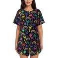 thumbnail image 1 of Wukai Colorful Palms Women's Pajama Set,Short-Sleeve Top and Shorts with Elastic Waistband and Pockets for Loungewear, Yoga, and Casual Wear-Large, 1 of 8