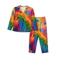 thumbnail image 1 of Wukai Colorful Parrot Jungle Dream A Print Women's Pajama Set,PJ Set,Lounge Sets For Women Soft Long Sleeve Sleepwear Comfort and Style-, 1 of 7