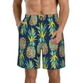 thumbnail image 1 of Wukai Colorful Pineapples Print Beach Trunks with Compression Liner Swimsuit Quick Dry Beach Sports Shorts with Pocket-Large, 1 of 1