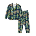 thumbnail image 1 of Wukai Colorful Pineapples Print Women's Pajama Set - Soft Long Sleeve Sleepwear for Comfort and Style-X-Large, 1 of 9