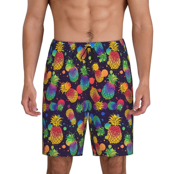 Wukai Colorful Pineapples1 Men’s Short Pajama Pants With Pockets Soft Sleep Pj Shorts for Men-XX-Large