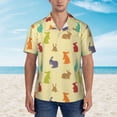 thumbnail image 1 of Wukai Colorful Rabbit Men's Hawaiian Shirt Short Sleeve Casual Button Down Summer Beach Aloha Shirt Tropical Print Holiday Party, 1 of 1