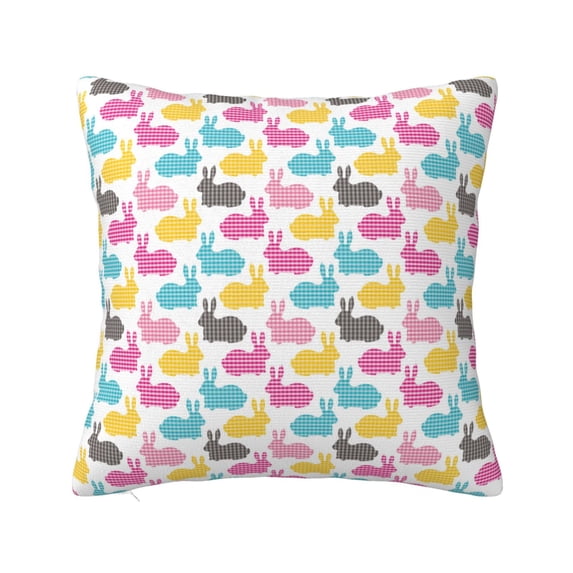 Wukai Colorful Rabbit Premium Polyester Fleece Pillow Covers with Hidden Zipper Closure,Luxuriously Soft and Durable-24"x24"