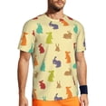 thumbnail image 1 of Wukai Colorful Rabbit Print Men's Short-Sleeved Mesh T-Shirt,Quick-Dry Short Sleeve Workout T-Shirt-Small, 1 of 8