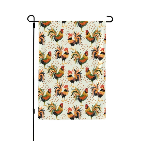Wukai Colorful Roosters Garden Flags Double Sided Welcome Garden Yard House Flags Outside Outdoor House (Only Flag)