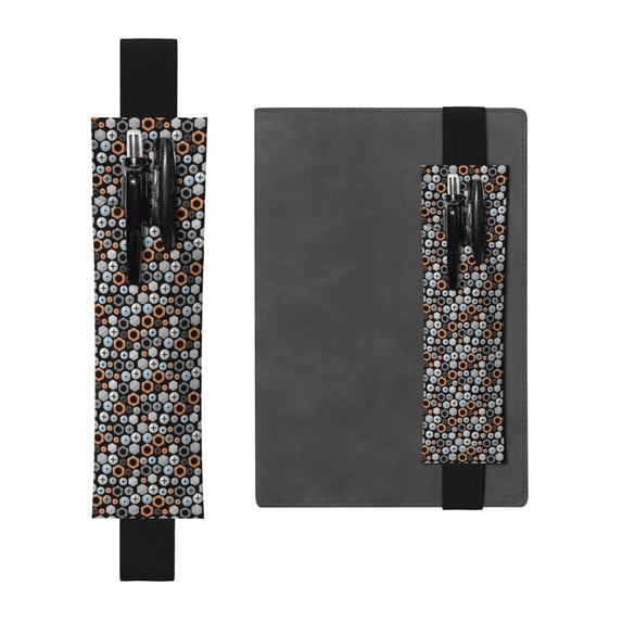 Wukai Colorful Screws Adjustable Elastic Band Leather Pen Holder,Pencil Holder,Pen Sleeve Pouch for Notebooks,Planners,and Books