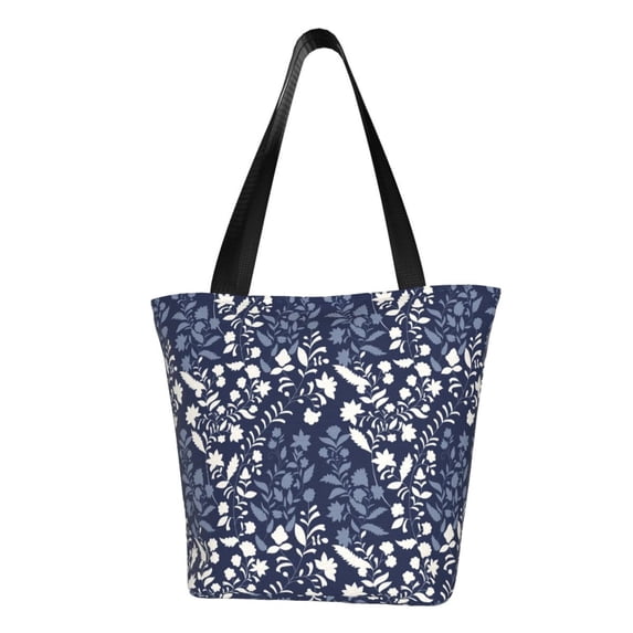 Vsdgher Plant print Reusable Shopping Grocery Bags for Women Shopping with Pouch Foldable Pouch Lightweight Polyester Fabric