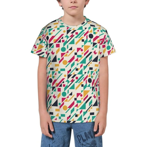Wukai Colorful Spots Youth Unisex Short Sleeve T-Shirt for Boys, Girls, Teens, and Kids-Small