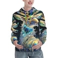 thumbnail image 1 of Wukai Colorful Stained Glass Deer Print Womens Hoodies Fleece Sweatshirts Long Sleeve Sweaters Pullover Fall Outfits Winter Clothes-Medium, 1 of 7