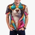 thumbnail image 1 of Wukai Colorful Sunglasses Dog Men’s Polo Shirts Sleeve,Camisas Polo Para Hombre,True Classic Tees Men-Small, 1 of 6