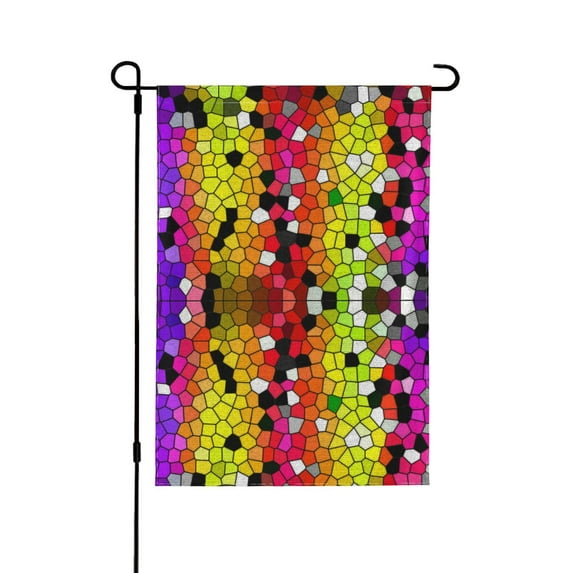 Wukai Colorful Tie Dye Stained Glass 1 Garden Flags Double Sided Welcome Garden Yard House Flags Outside Outdoor House (Only Flag)
