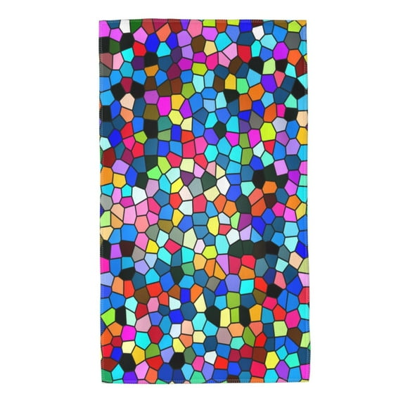 Wukai Colorful Tie Dye Stained Glass 2 Lightweight, Quick-Drying Microfiber Towels - Soft and Absorbent for Fitness, Sports, Yoga, Travel, Gym - 2 Pack, Dark Grey