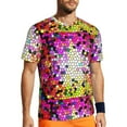 thumbnail image 1 of Wukai Colorful Tie Dye Stained Glass 3 Print Men's Short-Sleeved Mesh T-Shirt,Quick-Dry Short Sleeve Workout T-Shirt-Small, 1 of 8