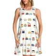 thumbnail image 1 of Wukai Colorful Trains Print Women's Sleeveless Dress, Loose Fit Casual Dress for Women, Comfortable Sleeveless Summer Dress, 1 of 7
